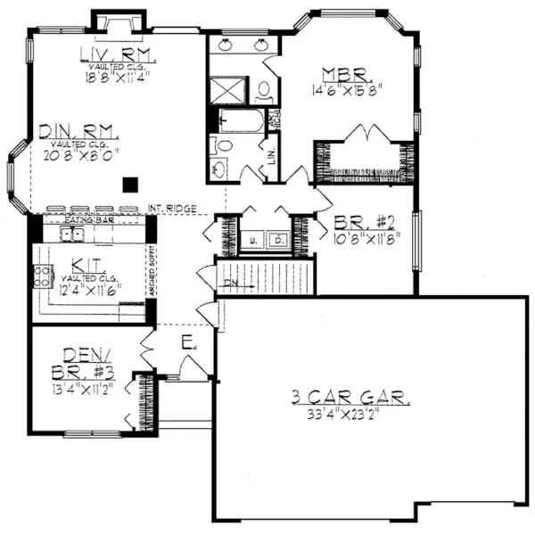 Ranch House Plan First Floor - Crawford Creek Ranch Home 051D-0064 - Search House Plans and More