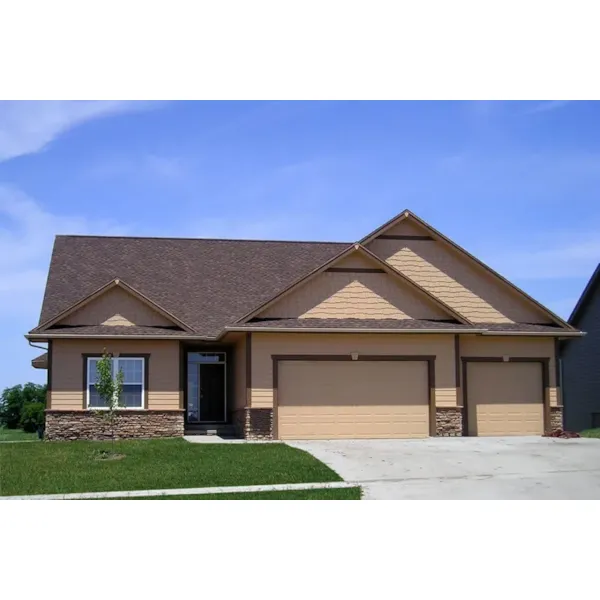 Modest Traditional Ranch Home With Three-Car Front Loading Garage