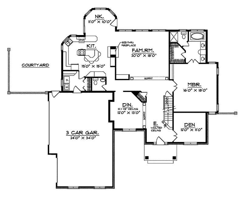 Traditional House Plan First Floor - Rogue River Traditional Home 051D-0067 - Shop House Plans and More
