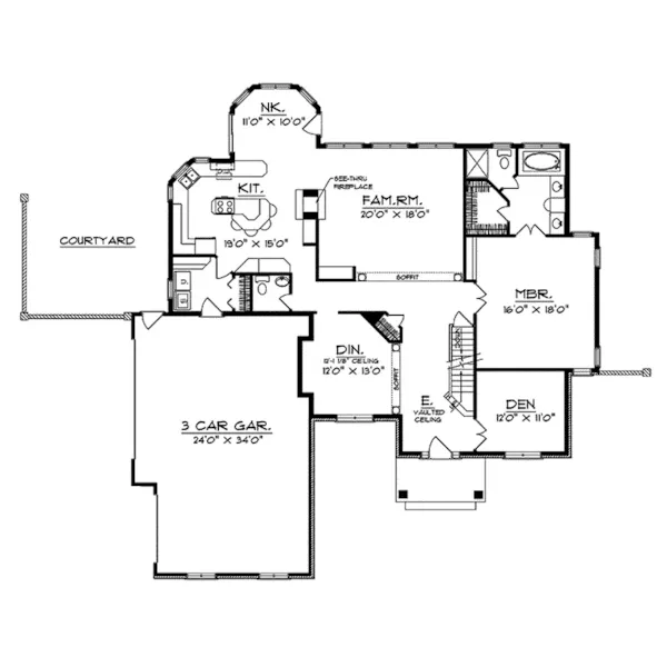 Traditional House Plan First Floor - Rogue River Traditional Home 051D-0067 - Shop House Plans and More