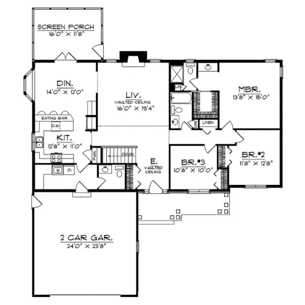 Traditional House Plan First Floor - Cannon Point Ranch Home 051D-0069 - Search House Plans and More