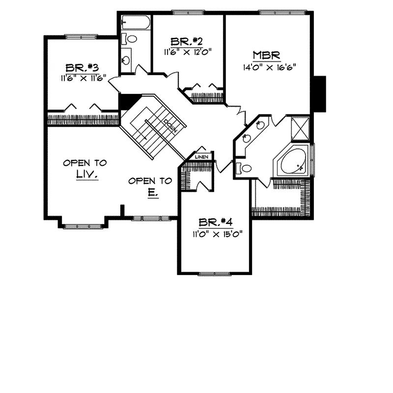 Modern House Plan Second Floor - Hollycrest Contemporary Home 051D-0070 - Search House Plans and More