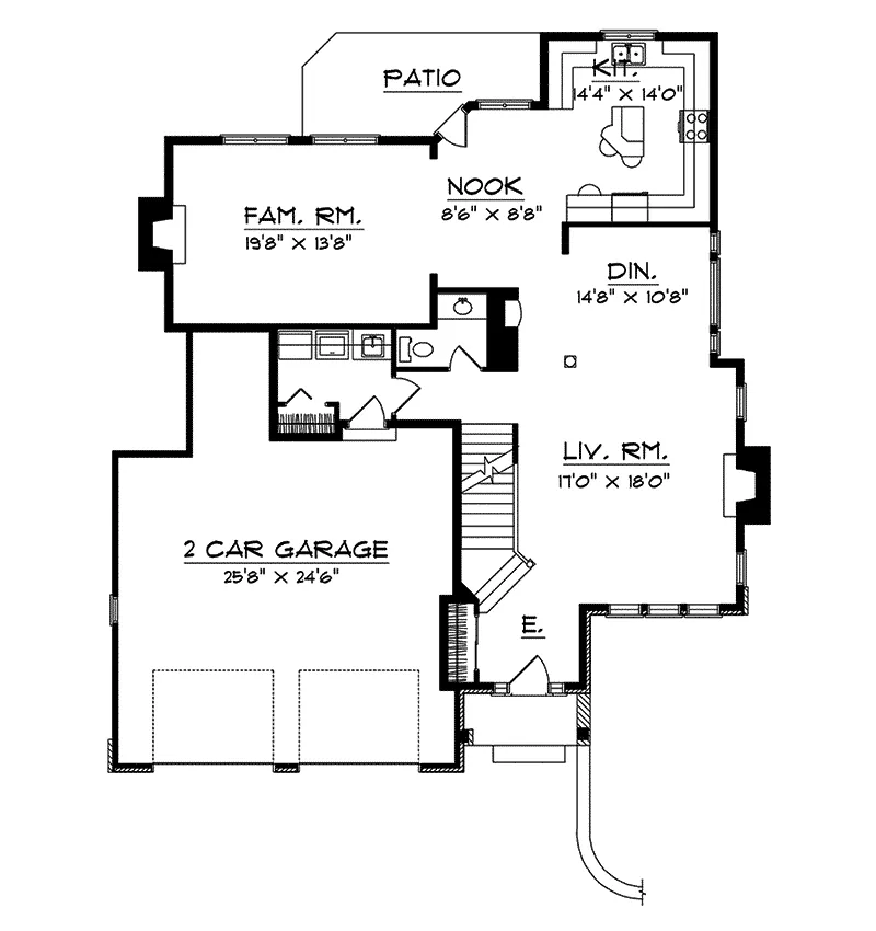 Modern House Plan First Floor - Allon Narrow Lot Home 051D-0071 - Search House Plans and More