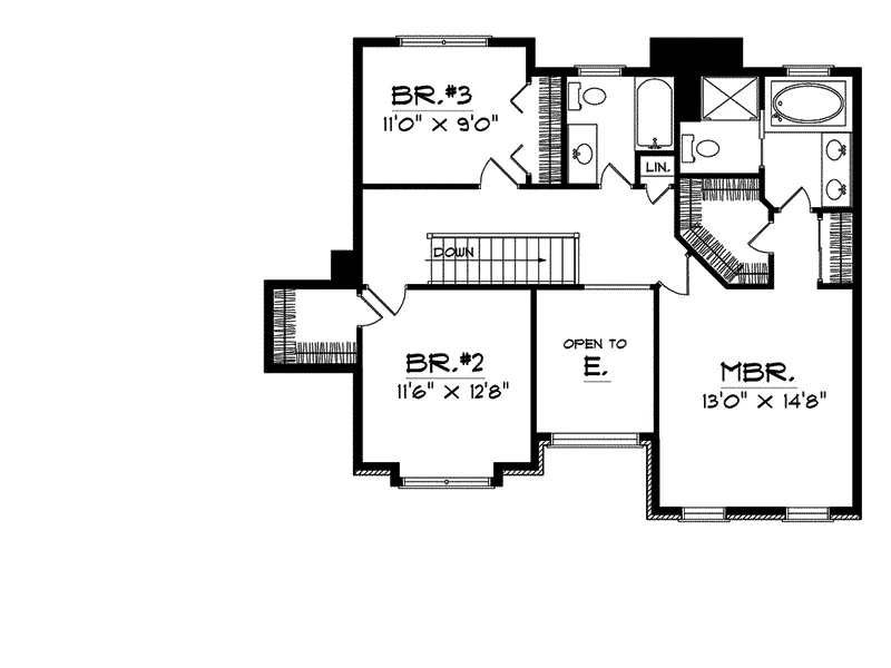 Colonial House Plan Second Floor - Killian Georgian Style Home 051D-0072 - Search House Plans and More