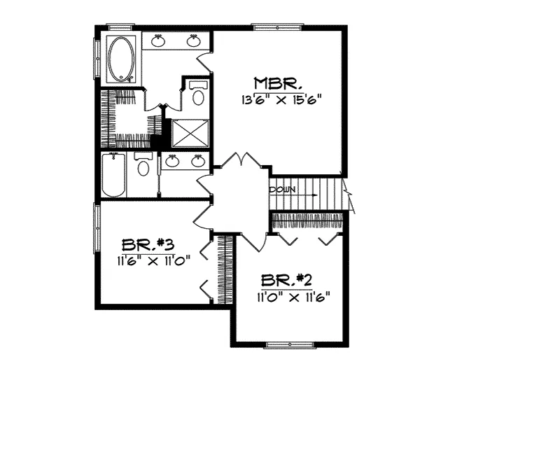 Traditional House Plan Second Floor - Malborough Traditional Home 051D-0075 - Shop House Plans and More