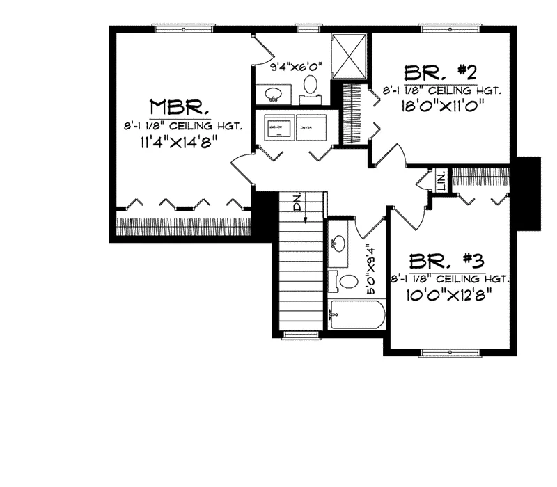 Traditional House Plan Second Floor - Della Narrow Lot Home 051D-0077 - Search House Plans and More