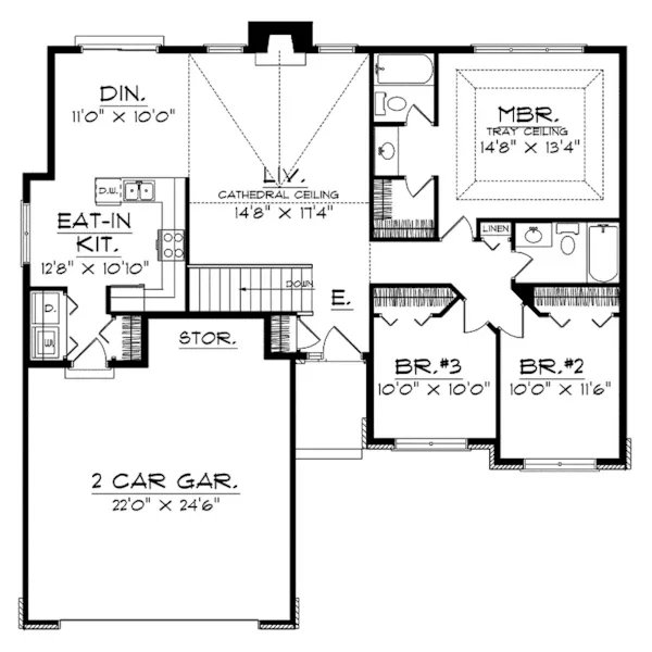 Traditional House Plan First Floor - Clarks Green Ranch Home 051D-0078 - Search House Plans and More