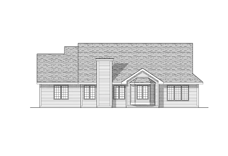 Tudor House Plan Rear Elevation - Britcastle Ranch Home 051D-0079 - Search House Plans and More