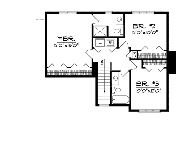 Traditional House Plan Second Floor - Farley Narrow Lot Home 051D-0080 - Search House Plans and More