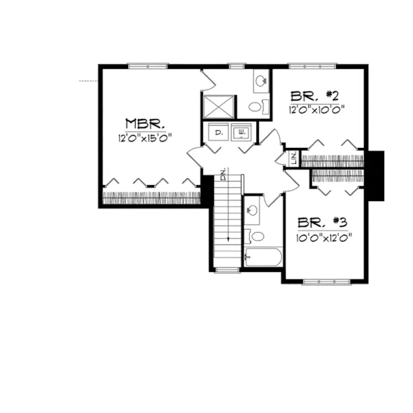 Traditional House Plan Second Floor - Farley Narrow Lot Home 051D-0080 - Search House Plans and More