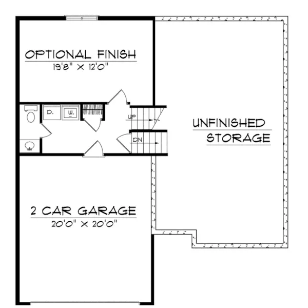 Neoclassical House Plan Lower Level Floor - Sadler Split-Level Home 051D-0081 - Shop House Plans and More