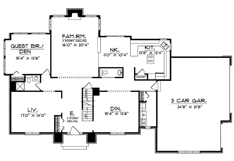 Georgian House Plan First Floor - Lupine Georgian Home 051D-0082 - Shop House Plans and More