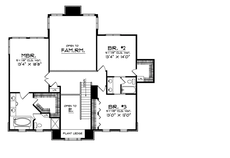 Greek Revival House Plan Second Floor - Lupine Georgian Home 051D-0082 - Shop House Plans and More