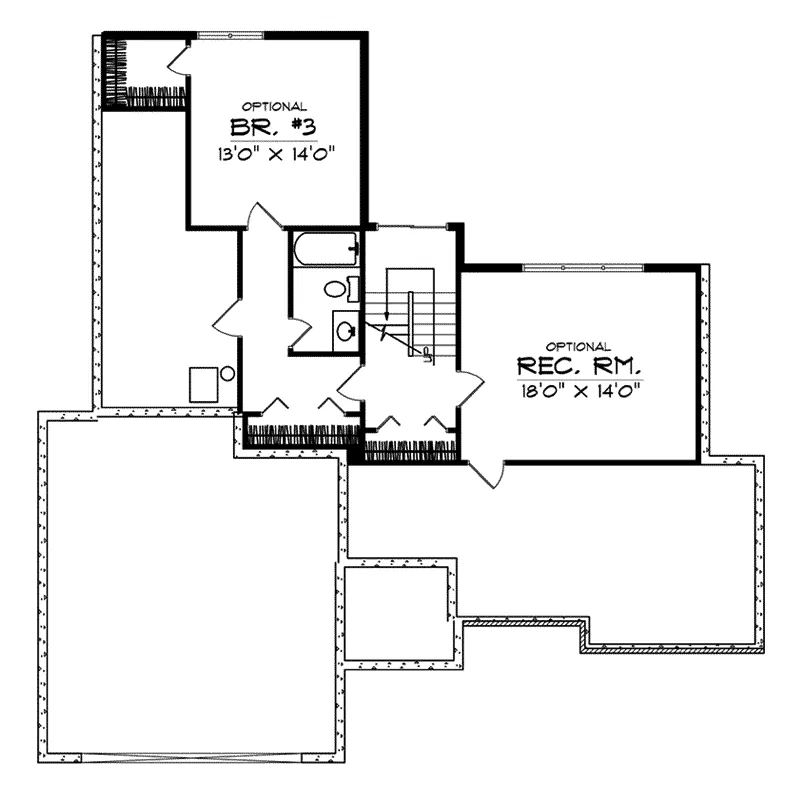 Ranch House Plan Lower Level Floor - Bansbach Traditional Ranch Home 051D-0083 - Search House Plans and More