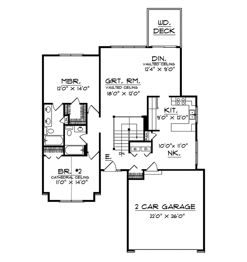 Ranch House Plan First Floor - Balwyck Ranch Home 051D-0085 - Search House Plans and More