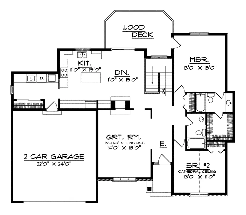 Traditional House Plan First Floor - Buell Traditional Ranch Home 051D-0086 - Search House Plans and More
