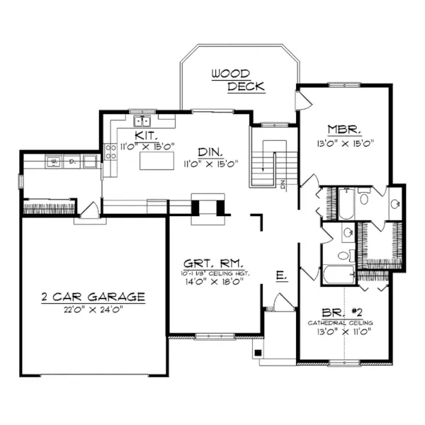 Traditional House Plan First Floor - Buell Traditional Ranch Home 051D-0086 - Search House Plans and More