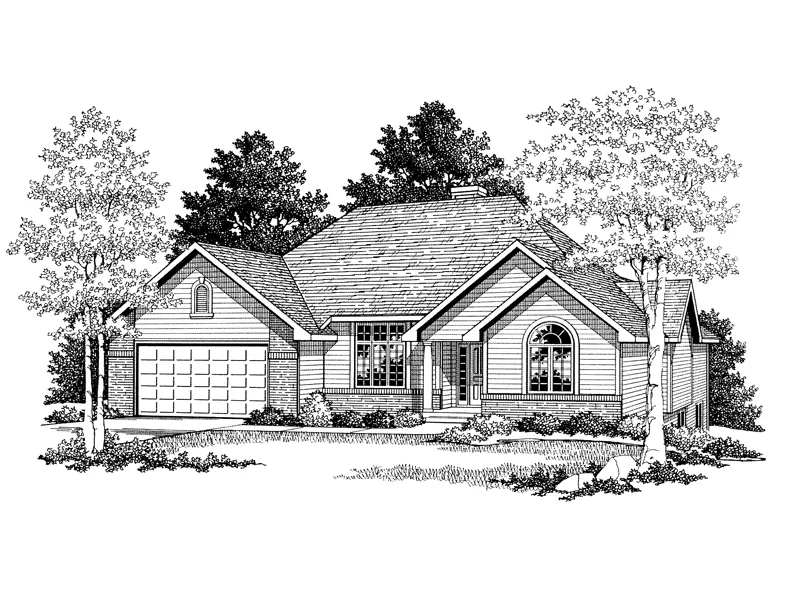 Traditional Ranch Style Home With Three Gables For Interest Across The Front