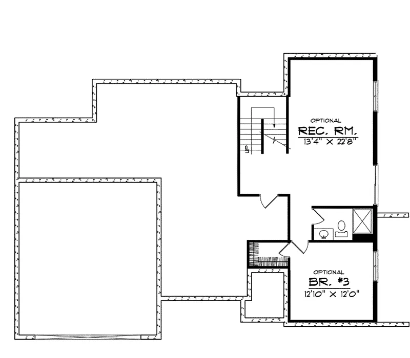 Traditional House Plan Lower Level Floor - Buell Traditional Ranch Home 051D-0086 - Search House Plans and More