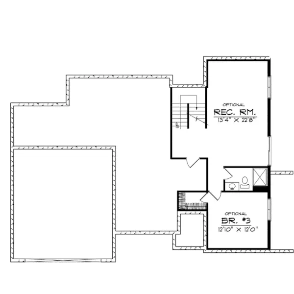 Traditional House Plan Lower Level Floor - Buell Traditional Ranch Home 051D-0086 - Search House Plans and More