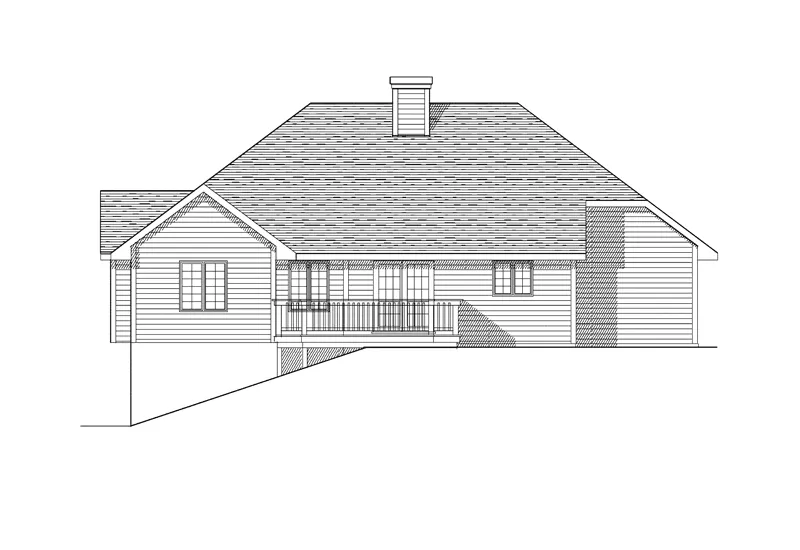 Traditional House Plan Rear Elevation - Buell Traditional Ranch Home 051D-0086 - Search House Plans and More