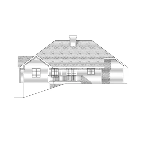 Traditional House Plan Rear Elevation - Buell Traditional Ranch Home 051D-0086 - Search House Plans and More