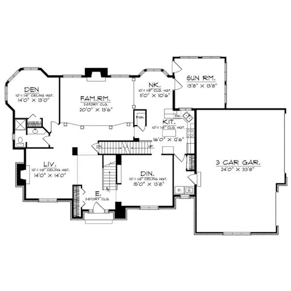 Greek Revival House Plan First Floor - Peridot Georgian Home 051D-0087 - Shop House Plans and More