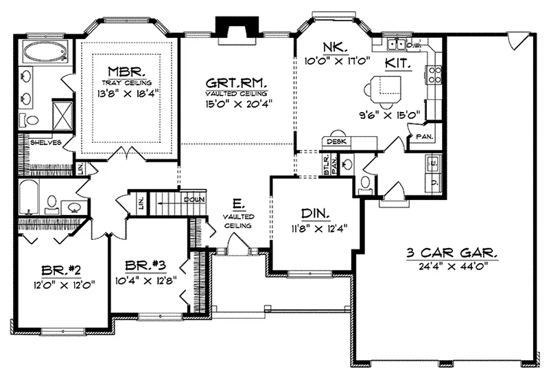 Ranch House Plan First Floor - Mondrian Place Ranch Home 051D-0092 - Shop House Plans and More