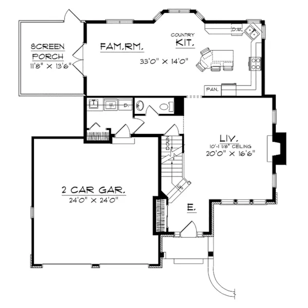 Modern House Plan First Floor - Bastian Traditional Home 051D-0094 - Search House Plans and More