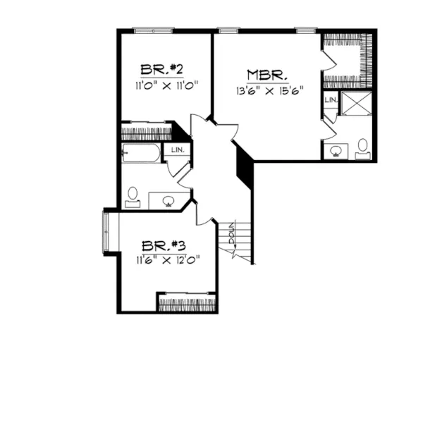 Modern House Plan Second Floor - Bastian Traditional Home 051D-0094 - Search House Plans and More