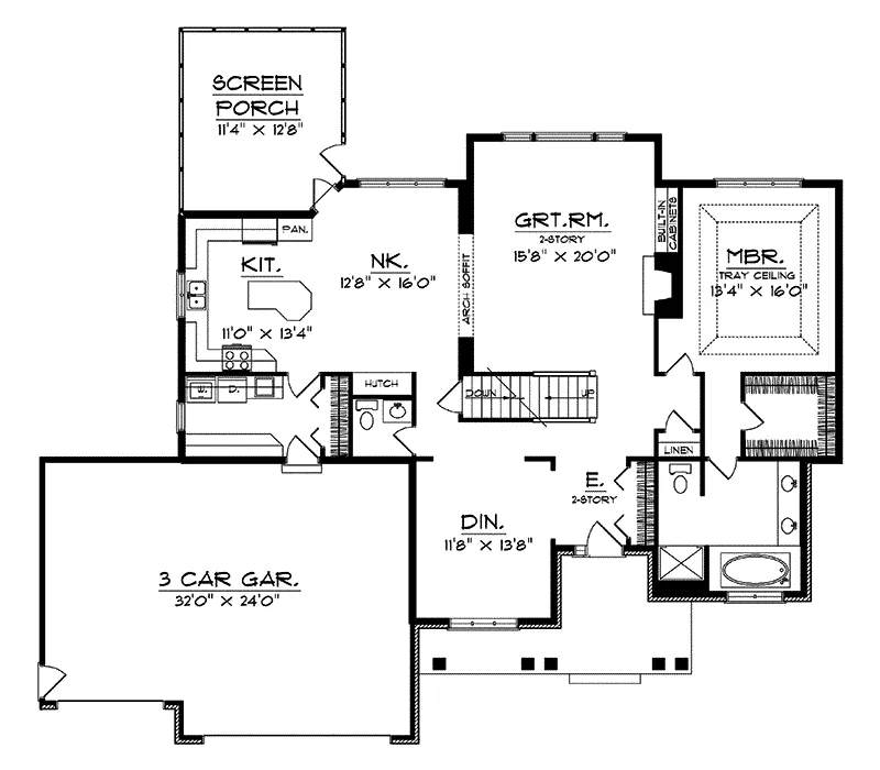 Country House Plan First Floor - Kennedy Bay Traditional Home 051D-0099 - Search House Plans and More