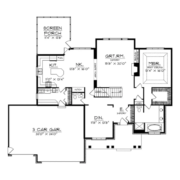 Traditional House Plan First Floor - Kennedy Bay Traditional Home 051D-0099 - Search House Plans and More