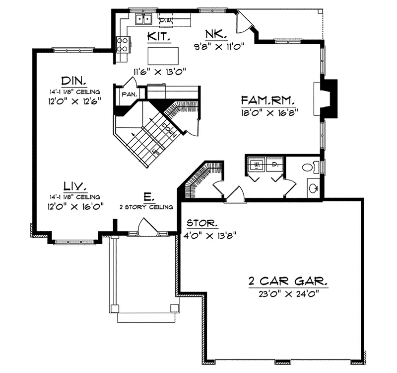 Traditional House Plan First Floor - Norell Traditional Home 051D-0104 - Shop House Plans and More