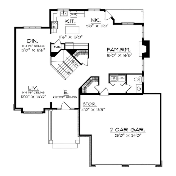 Modern House Plan First Floor - Norell Traditional Home 051D-0104 - Shop House Plans and More