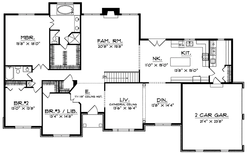 Traditional House Plan First Floor - Calista Ranch Home 051D-0105 - Search House Plans and More
