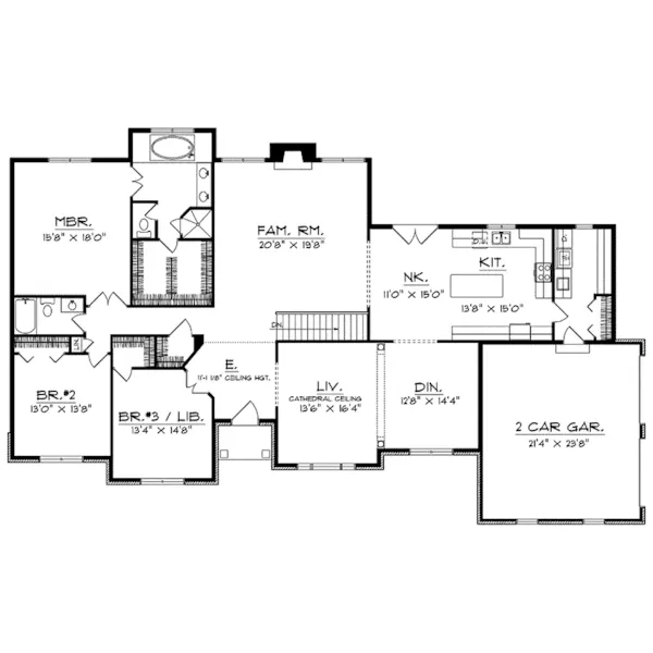 Ranch House Plan First Floor - Calista Ranch Home 051D-0105 - Search House Plans and More