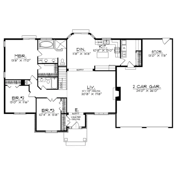 Neoclassical House Plan First Floor - Willenbrock Ranch Home 051D-0106 - Shop House Plans and More