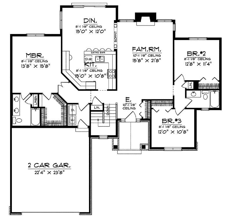 Traditional House Plan First Floor - Carmichael Ranch Home 051D-0107 - Search House Plans and More