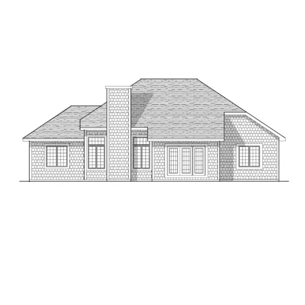 Ranch House Plan Rear Elevation - Carmichael Ranch Home 051D-0107 - Search House Plans and More