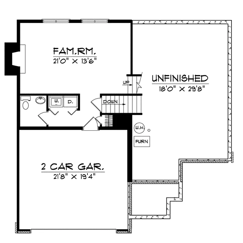 Traditional House Plan Lower Level Floor - Pear Blossom Traditional Home 051D-0108 - Shop House Plans and More
