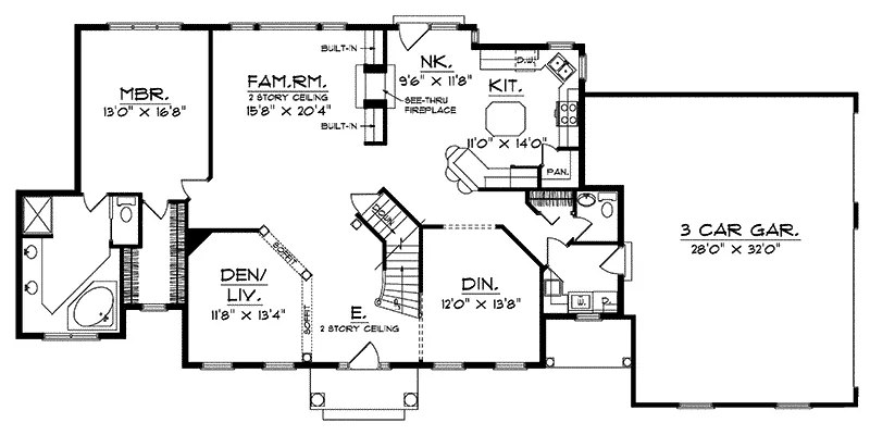 Colonial House Plan First Floor - Constance Georgian Home 051D-0115 - Search House Plans and More