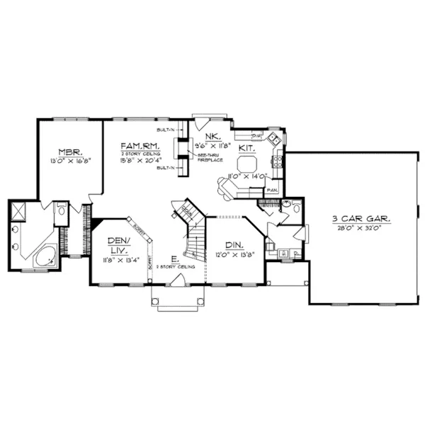 Greek Revival House Plan First Floor - Constance Georgian Home 051D-0115 - Search House Plans and More