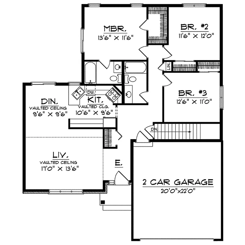 Ranch House Plan First Floor - Riva Narrow Lot Home 051D-0118 - Shop House Plans and More