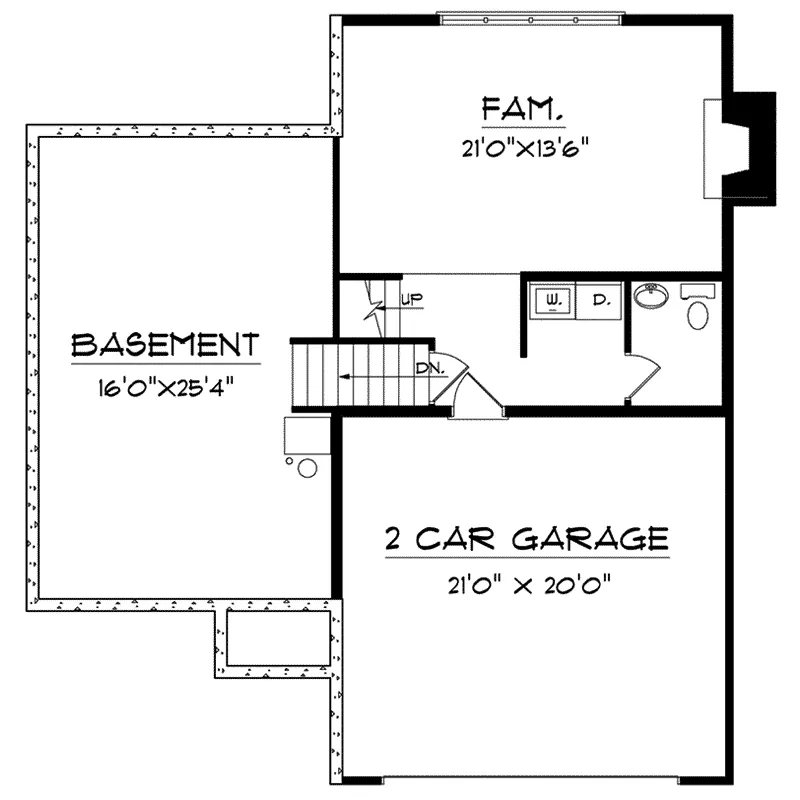 Traditional House Plan Lower Level Floor - Trumpington Split-Level Home 051D-0121 - Shop House Plans and More