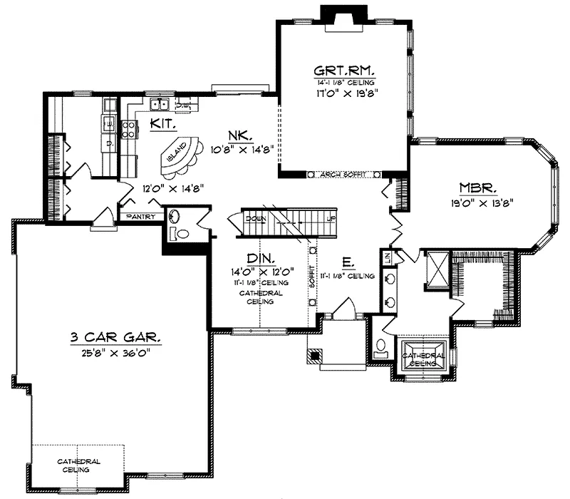 Tudor House Plan First Floor - Parkrose European Style Home 051D-0122 - Shop House Plans and More
