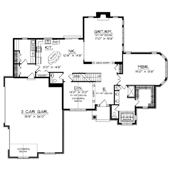 Tudor House Plan First Floor - Parkrose European Style Home 051D-0122 - Shop House Plans and More