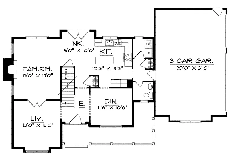 Southern House Plan First Floor - Kennerley Country Home 051D-0124 - Search House Plans and More