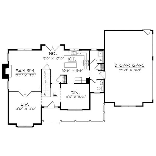 Tudor House Plan First Floor - Kennerley Country Home 051D-0124 - Search House Plans and More