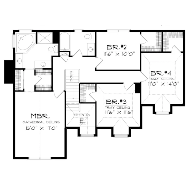 Tudor House Plan Second Floor - Kennerley Country Home 051D-0124 - Search House Plans and More