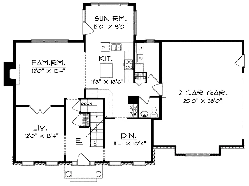 Georgian House Plan First Floor - Presswood Traditional Home 051D-0125 - Shop House Plans and More